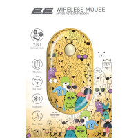 Мишка 2E MF300 PETSCATS&DOGS Silent Wireless/Bluetooth Yellow (2E-MF300WPETSYW)