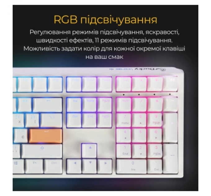 Ducky Клавіатура Ducky One 3 Cherry MX Blue RGB UA USB White (DKON2108ST-CUAPXPWWWSC1)