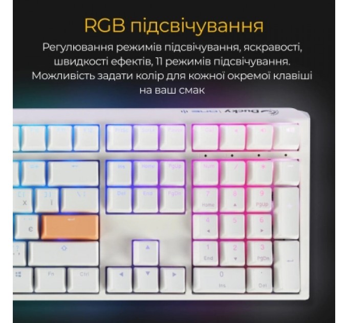 Ducky Клавіатура Ducky One 3 Cherry MX Brown RGB UA USB White (DKON2108ST-BUAPXPWWWSC1)