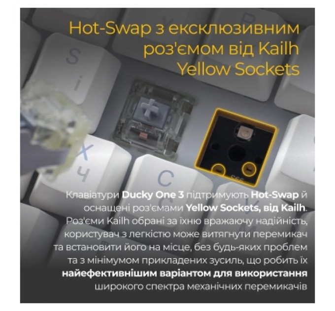 Ducky Клавіатура Ducky One 3 Cherry MX Silent Red RGB UA USB White (DKON2108ST-SUAPXPWWWSC1)