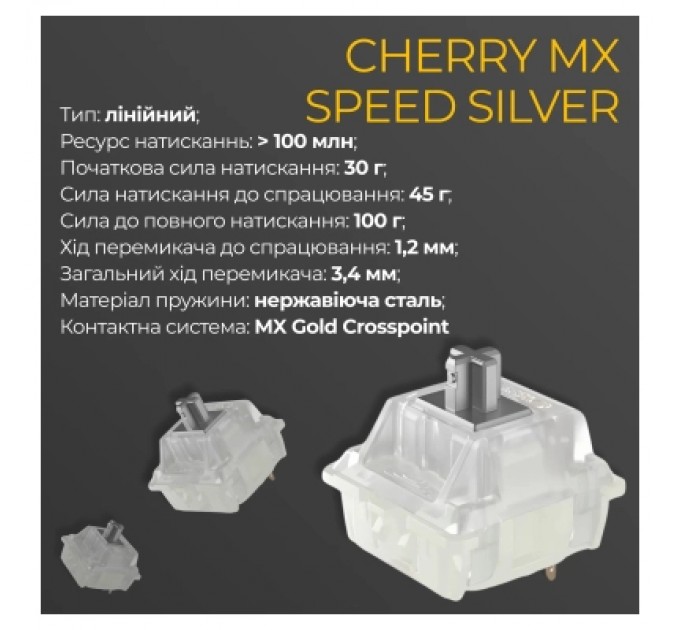 Ducky Клавіатура Ducky One 3 Cherry MX Speed Silver RGB UA USB Black (DKON2108ST-PUAPXCLAWSC1)