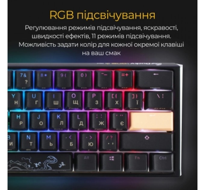 Ducky Клавіатура Ducky One 3 Mini Cherry MX Red RGB UA USB Black (DKON2161ST-RUAPXCLAWSC1)