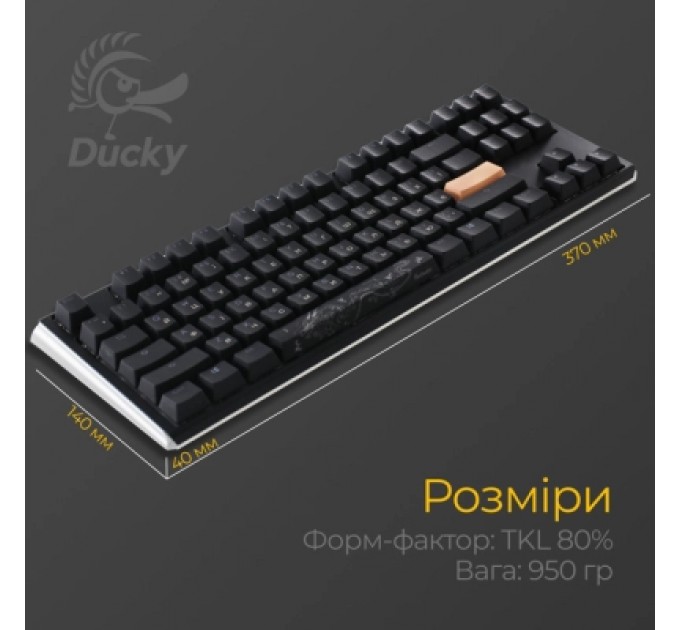 Ducky Клавіатура Ducky One 3 TKL Cherry MX Blue RGB UA USB Black (DKON2187ST-CUAPXCLAWSC1)