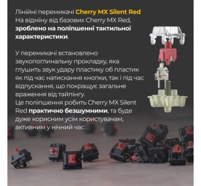 Ducky Клавіатура Ducky One 3 TKL Cherry MX Silent Red RGB UA USB Black (DKON2187ST-SUAPXCLAWSC1)