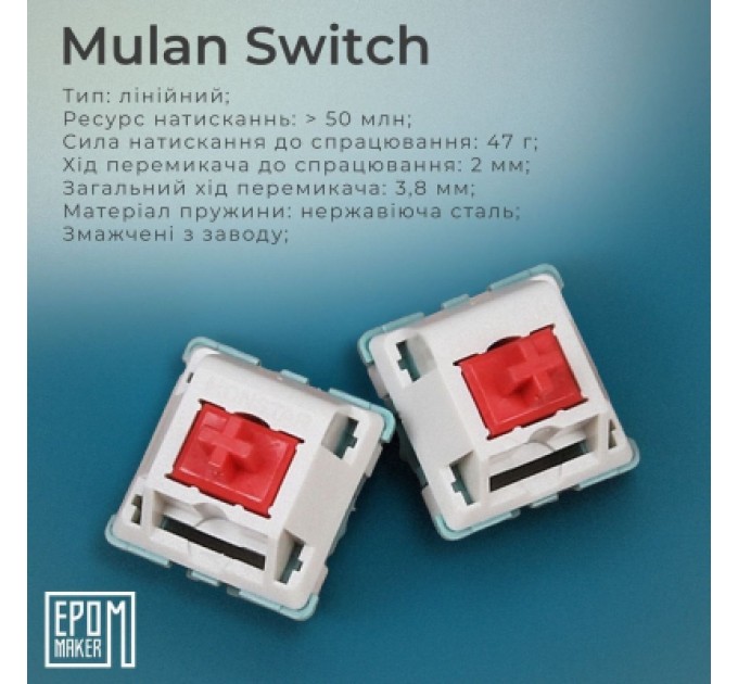 Epomaker Клавіатура Epomaker EP64 60 Mulan Switch Hot-Swap RGB Wireless/Bluetooth/USB UA White (EP64-W-M)