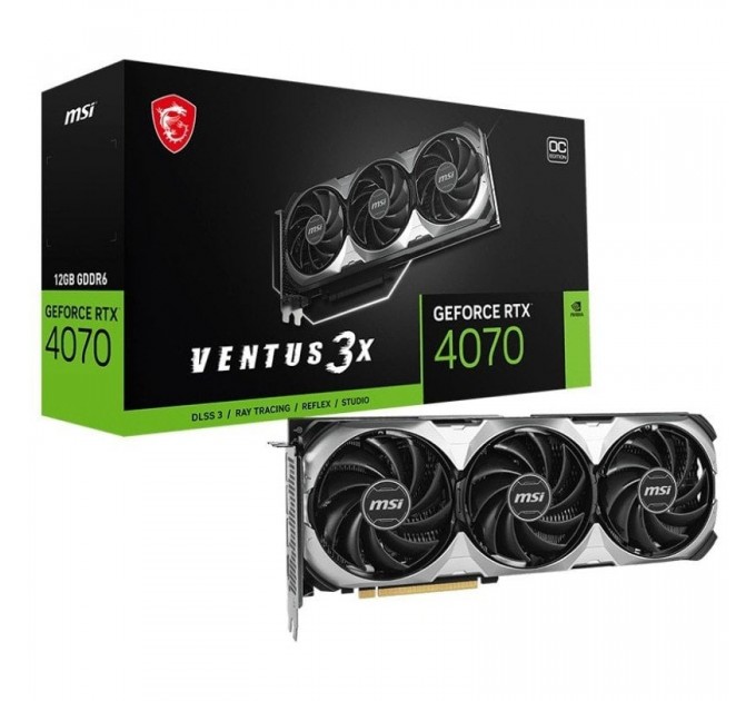 MSI Відеокарта GF RTX 4070 12GB GDDR6X Ventus 3X E1 OC MSI (GeForce RTX 4070 VENTUS 3X E1 12G OC)