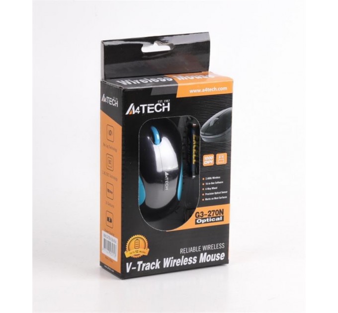 A4Tech Мышь беспроводная A4Tech G3-270N Black/Blue V-Track