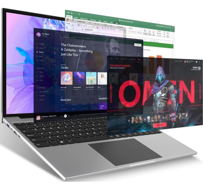 Jumper Ноутбук Jumper EZbook S5 (6938545782621); 14" FullHD (1920x1080) IPS LED матовый / Intel Celeron J4105 (1.5 - 2.5 ГГц) / RAM 12 ГБ / SSD 256 ГБ / Intel UHD Graphics 600 / без ОП / Wi-Fi / Bluetooth / веб-камера / Windows 11 / 1.2 кг / серый