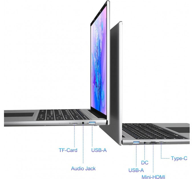 Jumper Ноутбук Jumper EZbook S5 (6938545782621); 14" FullHD (1920x1080) IPS LED матовый / Intel Celeron J4105 (1.5 - 2.5 ГГц) / RAM 12 ГБ / SSD 256 ГБ / Intel UHD Graphics 600 / без ОП / Wi-Fi / Bluetooth / веб-камера / Windows 11 / 1.2 кг / серый