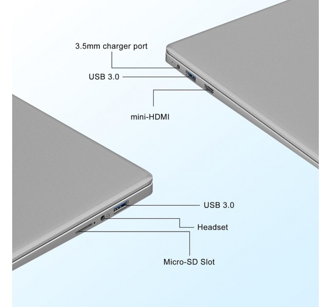 Wozifan Ноутбук Wozifan W8 (Z000000994677); 14" FullHD (1920x1080) IPS LED глянцевый / Intel Celeron N4020C (1.1 - 2.8 ГГц) / RAM 6 ГБ / SSD 256 ГБ / Intel UHD Graphics / без ОП / Wi-Fi / BT / веб-камера / Windows 11 / 1.32 кг / серебристый