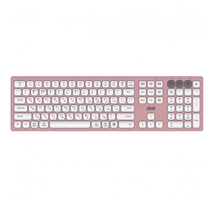 2E Клавиатура беспроводная 2E KS270 WL/BT EN/UKR Pink/White (2E-KS270WBPN_UA)