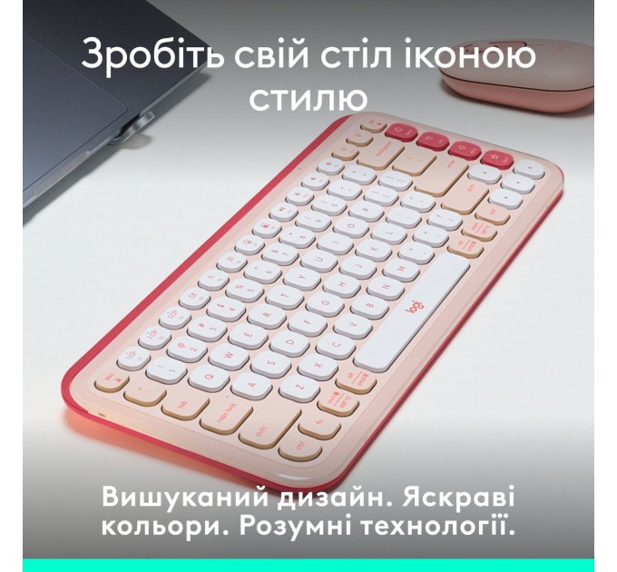 Logitech Клавиатура беспроводная Logitech Pop Icon Keys Rose (920-013073)