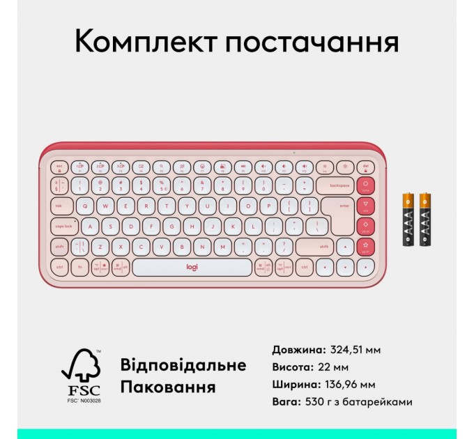 Logitech Клавиатура беспроводная Logitech Pop Icon Keys Rose (920-013073)