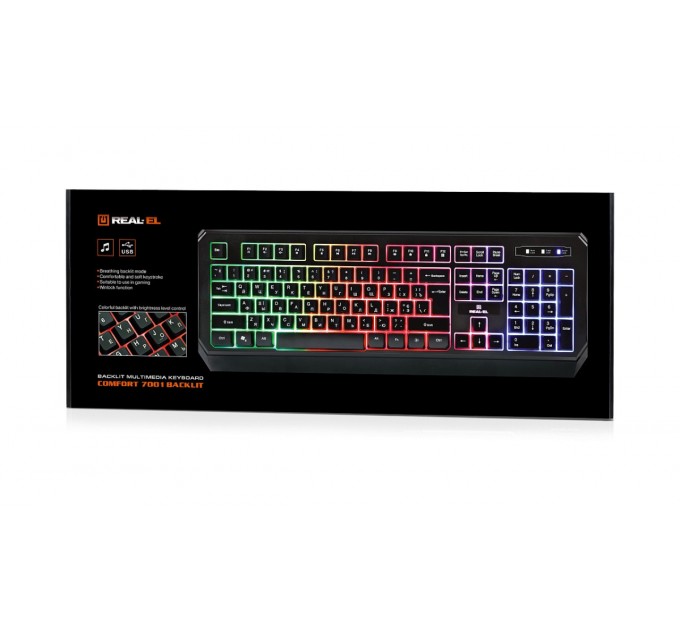 REAL-EL Клавіатура REAL-EL Comfort 7001 Ukr Black