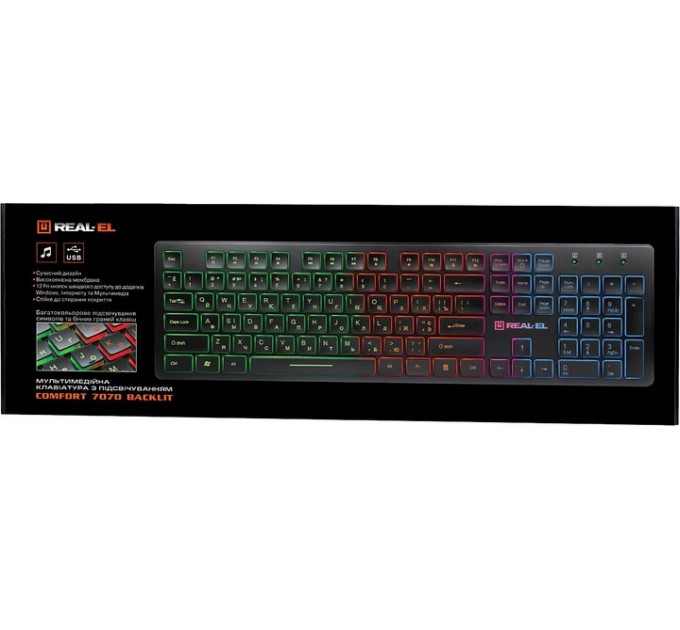 REAL-EL Клавіатура REAL-EL Comfort 7070 Ukr Black
