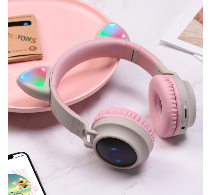 HOCO Bluetooth-гарнитура Hoco W27 Cat Ear Grey/Pink (W27GP)