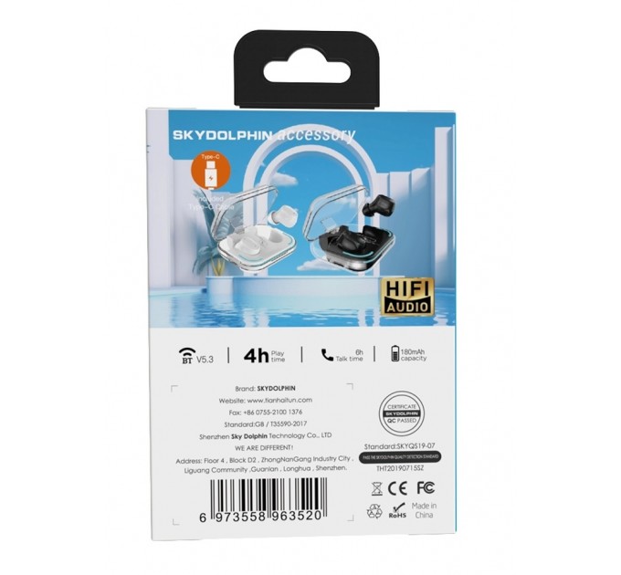 SkyDolphin Bluetooth-гарнитура SkyDolphin TWS SL27 White (SDBTE-000191)