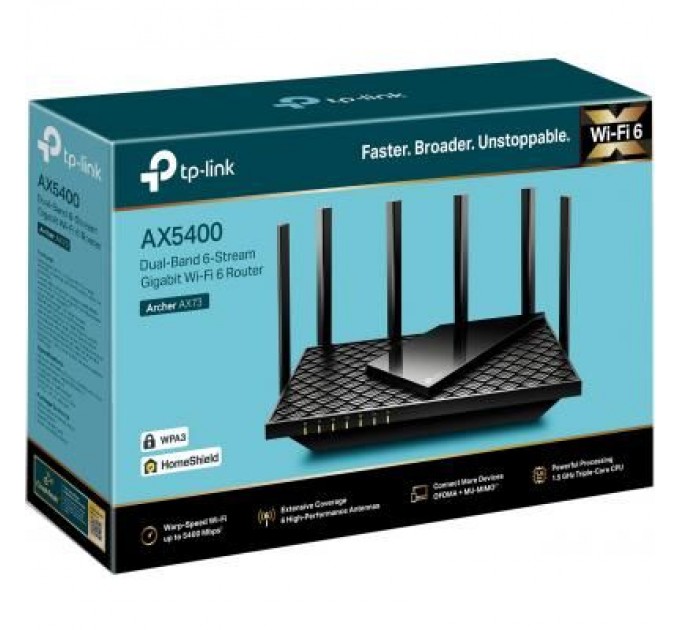 Маршрутизатор TP-Link ARCHER AX73 AX5400 4xGE LAN 1xGE WAN USB 3.0 MU-MIMO OFDMA (ARCHER-AX73)