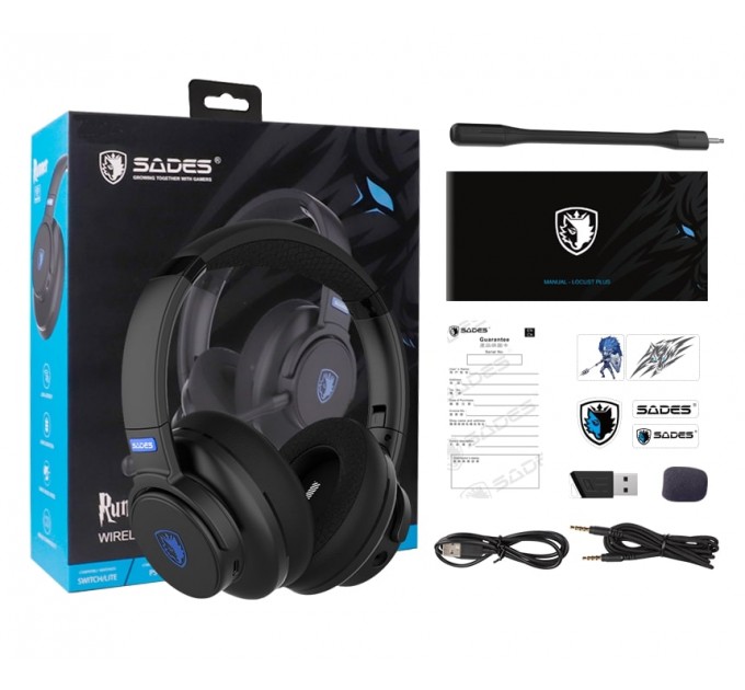 Sades Гарнитура Sades SA-202 Runner Black/Blue (sa202bkb)