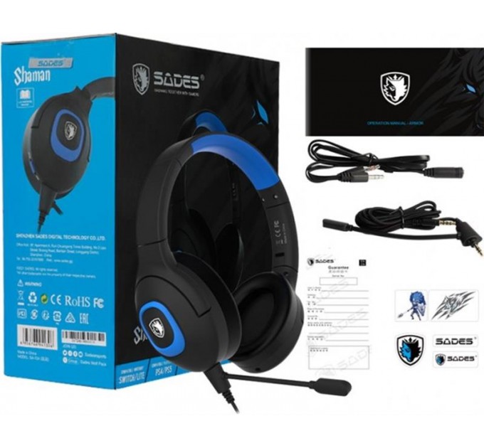 Sades Гарнитура Sades SA-724 Shaman Blue (sa724blj)
