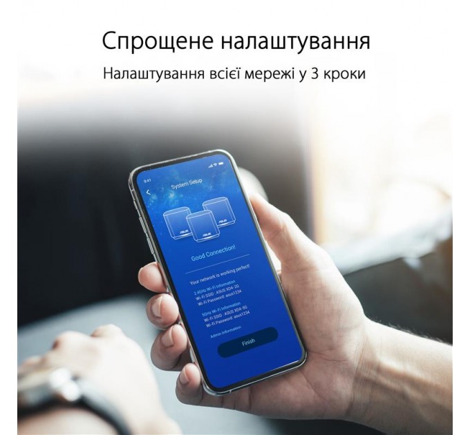 ASUS Wi-Fi Mesh система Asus ZenWiFi XD4 Plus 3pk Black (90IG07M0-MO3C50) (WiFi6, AX1800, 1xGE WAN/LAN, 1xGE LAN, AiMesh, антенны: 2)