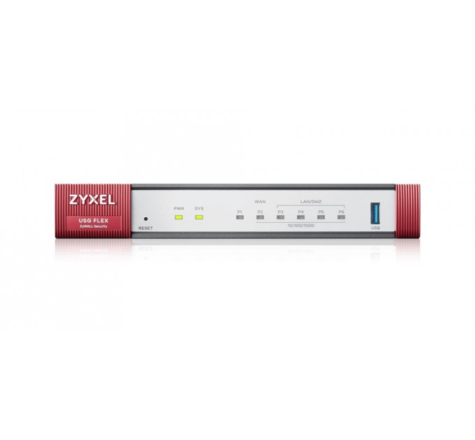 ZyXel Межсетевой экран ZYXEL USG FLEX 100 (USGFLEX100-EU0111F) (1xGE WAN, 4xGE LAN/DMZ, 1хUSB3.0, AP Controller (8/24), управление 24 AP)