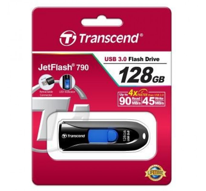 Transcend USB флеш накопичувач Transcend 128GB JetFlash 790 Black USB 3.0 (TS128GJF790K)