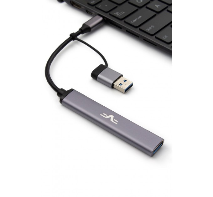 Frime Концентратор USB 3.0 Frime 1хUSB3.0 3хUSB2.0 Silver (FH-20152)
