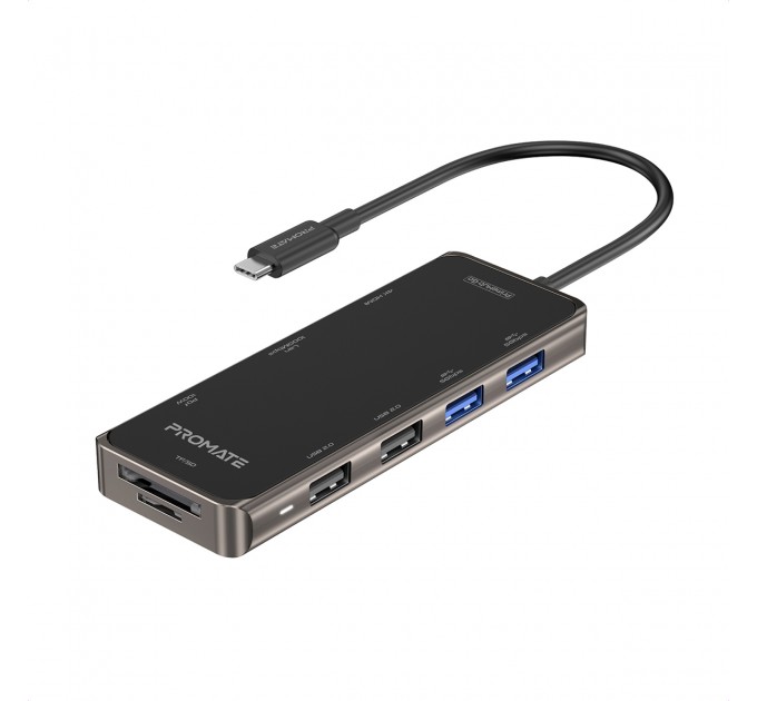 Promate Концентратор USB Promate PrimeHub USB-C Grey (primehub-go.grey)