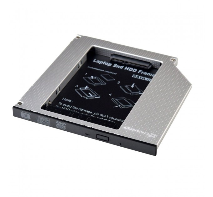 Grand-X Адаптер подключения Grand-X HDD 2.5" в отсек привода ноутбука SATA/SATA3 12.7мм (HDC-25)