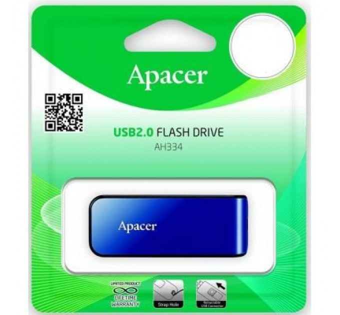 Apacer USB флеш накопичувач Apacer 16GB AH334 blue USB 2.0 (AP16GAH334U-1)