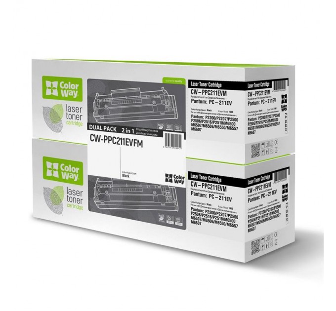 ColorWay Картридж CW (CW-PPC211EVFM) Pantum P2200/2207/2506/M6500/M6607 Black (PC-211EV) Dual Pack