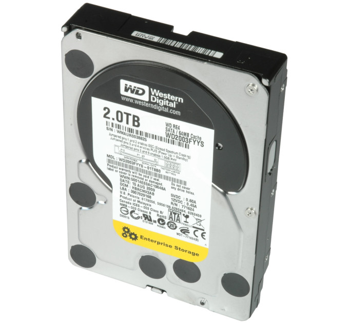 WD Накопичувач HDD 3.5" SATA 2.0TB WD RE4 7200rpm 64MB (WD2003FYYS) Ref