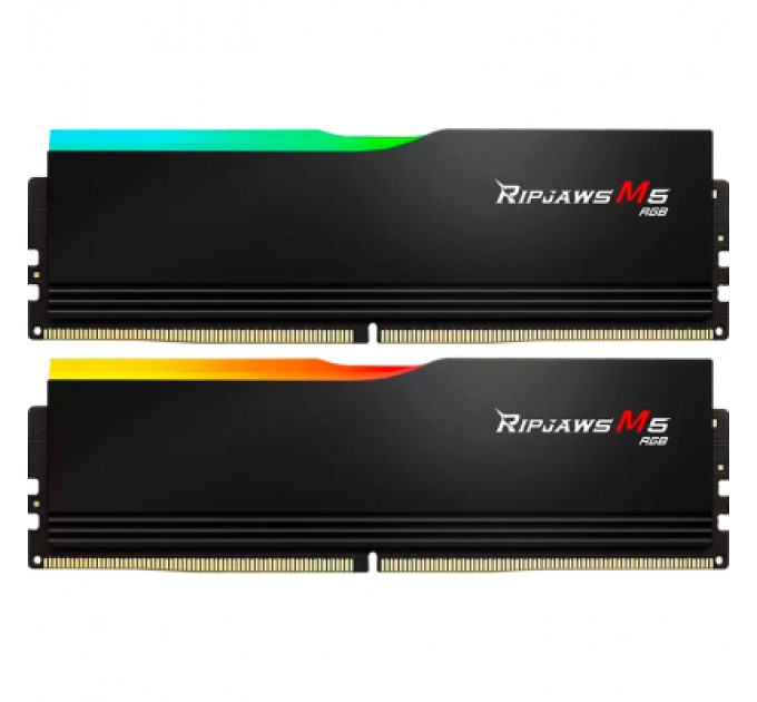 G.Skill Модуль пам'яті для комп'ютера DDR5 32GB (2x16GB) 5200 MHz Ripjaws M5 RGB Matte Black G.Skill (F5-5200J4040A16GX2-RM5RK)