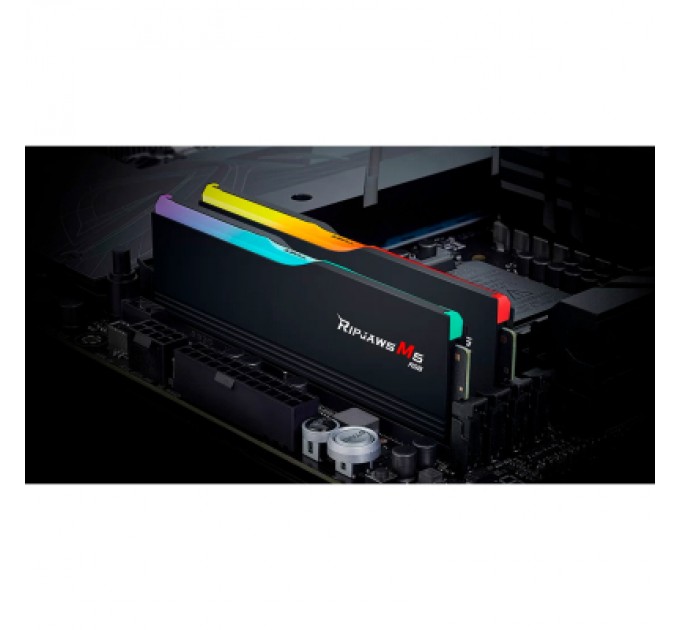 G.Skill Модуль пам'яті для комп'ютера DDR5 32GB (2x16GB) 6000 MHz Ripjaws M5 RGB Matte Black G.Skill (F5-6000J3040F16GX2-RM5RK)