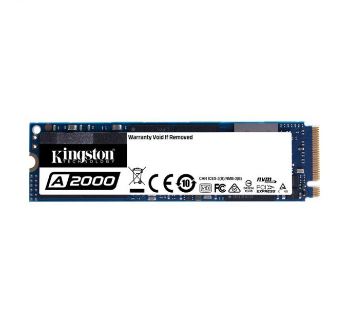Kingston Накопичувач SSD  500GB M.2 NVMe Gen3.0 x4 Kingston A2000 M.2 2280 PCIe Gen3.0 x4 3D TLC (SA2000M8/500G)