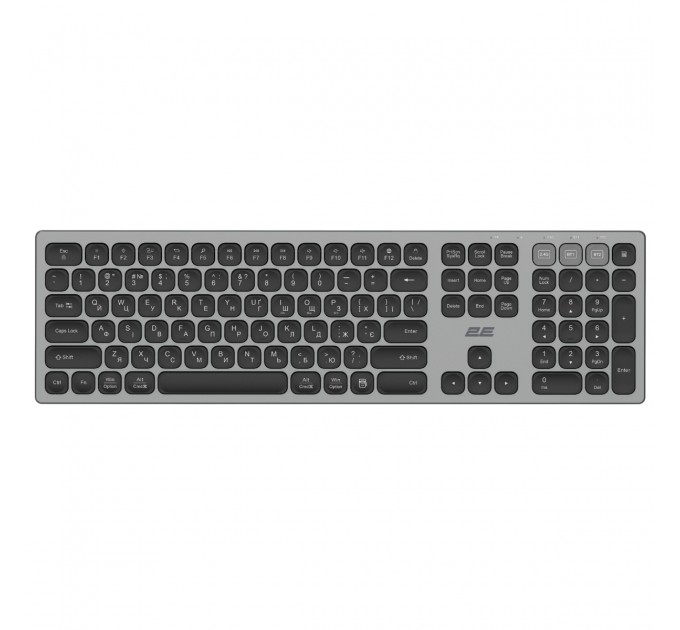 2E Клавіатура бездротова 2E KS270 WL/BT EN/UKR Grey/Black (2E-KS270WBGR_UA)
