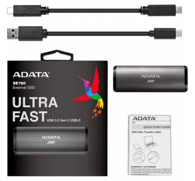 ADATA Накопичувач SSD USB 3.2 2TB ADATA (ASE760-2TU32G2-CTI)