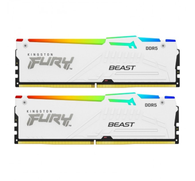 Kingston Fury (ex.HyperX) Модуль пам'яті для комп'ютера DDR5 32GB (2x16GB) 6000 MHz Beast White RGB XMP Kingston Fury (ex.HyperX) (KF560C30BWAK2-32)