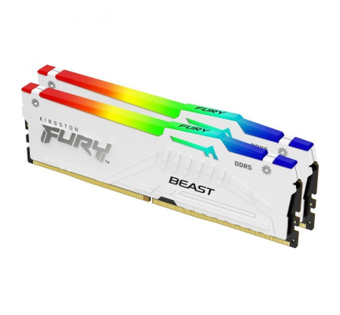 Kingston Fury (ex.HyperX) Модуль пам'яті для комп'ютера DDR5 32GB (2x16GB) 6000 MHz Beast White RGB XMP Kingston Fury (ex.HyperX) (KF560C30BWAK2-32)