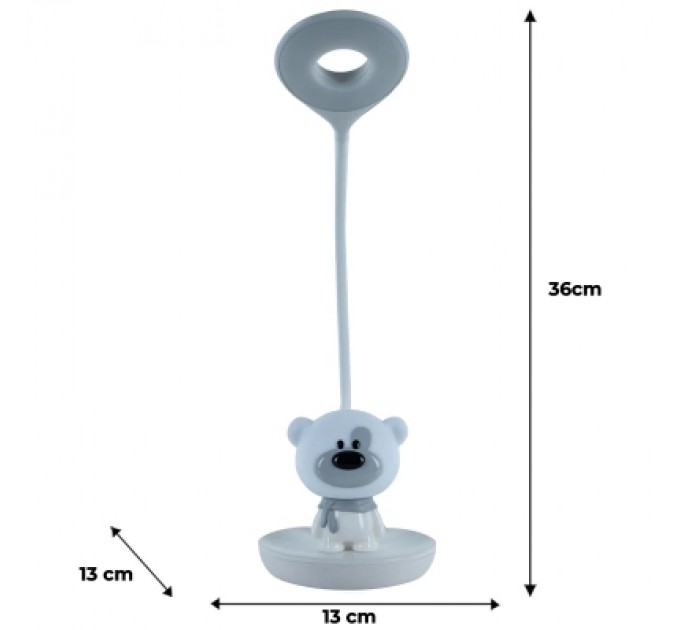 Kite Настільна лампа Kite Bear LED з акумулятором, біла (K24-492-2-1)
