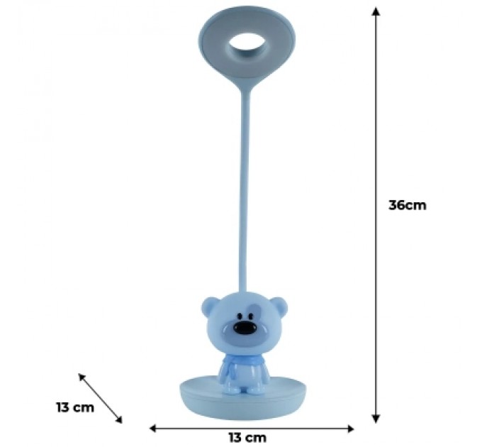 Kite Настільна лампа Kite Bear LED з акумулятором, блакитна (K24-492-2-3)