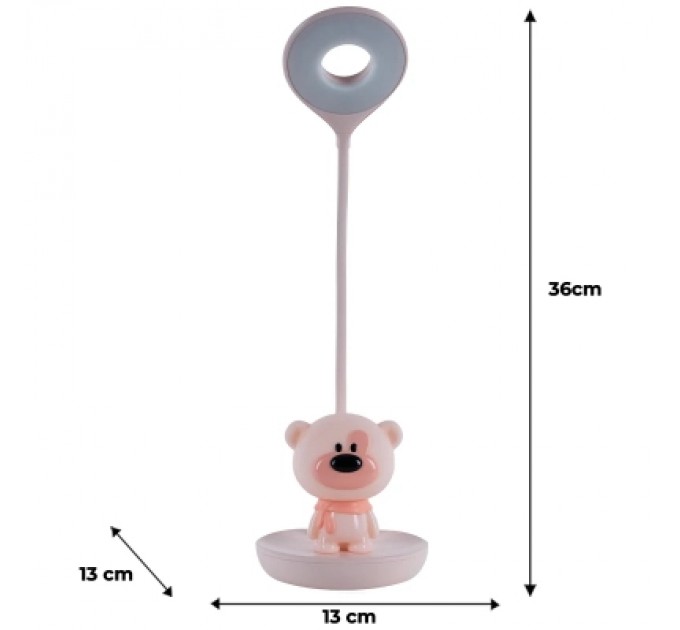 Kite Настільна лампа Kite Bear LED з акумулятором, рожева (K24-492-2-2)