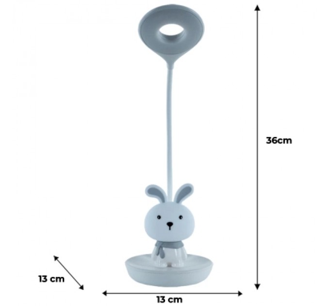 Kite Настільна лампа Kite Bunny LED з акумулятором, біла (K24-492-1-1)