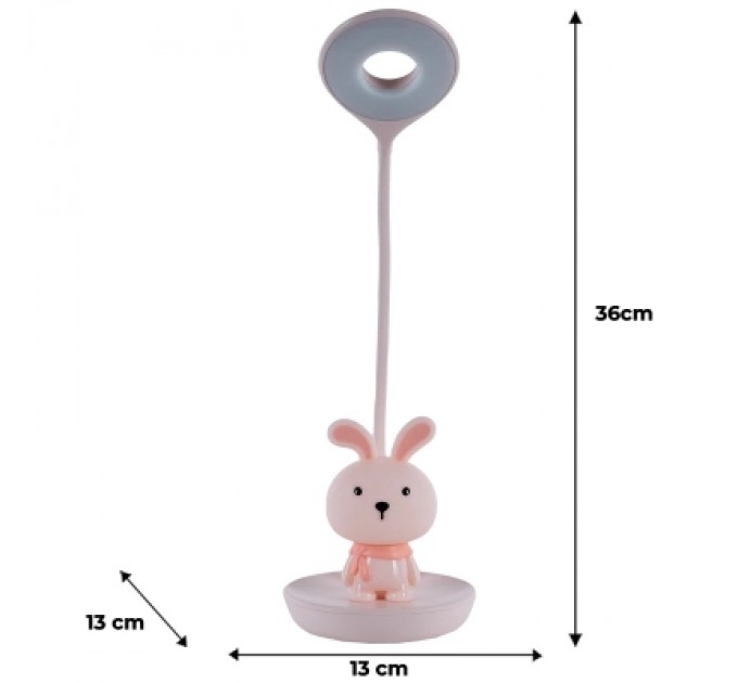 Kite Настільна лампа Kite Bunny LED з акумулятором, рожева (K24-492-1-2)