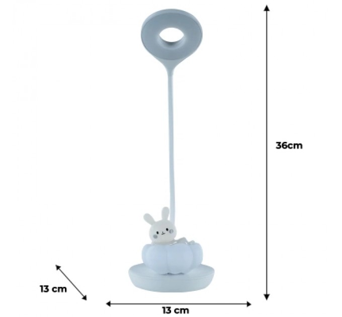 Kite Настільна лампа Kite Cloudy Bunny LED з акумулятором , біла (K24-493-1-1)