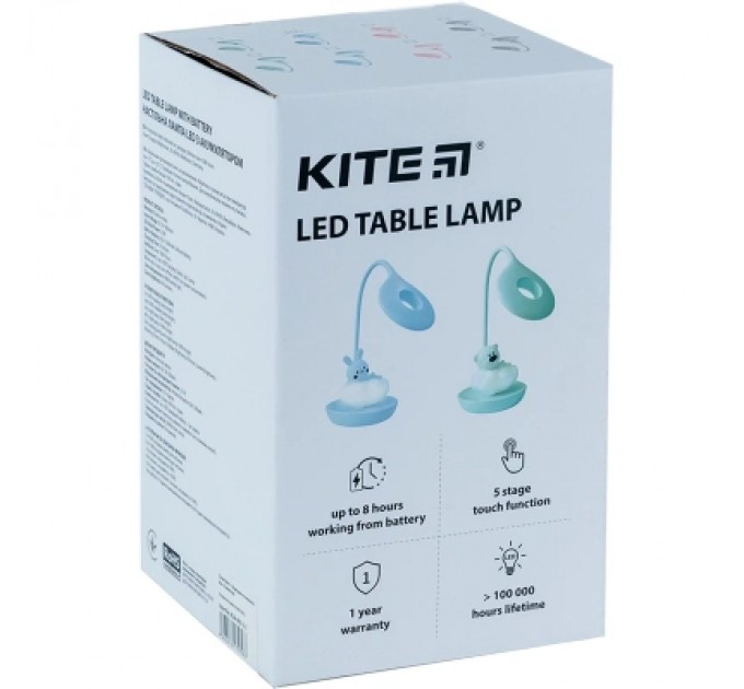 Kite Настільна лампа Kite Cloudy Bunny LED з акумулятором , біла (K24-493-1-1)