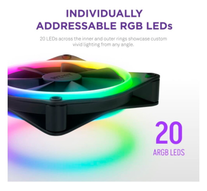 NZXT Кулер до корпусу NZXT F120RGB Duo-120mm Dual-sideRGB Fan-Tripl (RF-D12TF-B1)