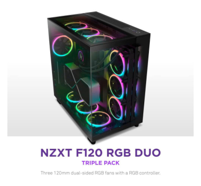 NZXT Кулер до корпусу NZXT F120RGB Duo-120mm Dual-sideRGB Fan-Tripl (RF-D12TF-B1)