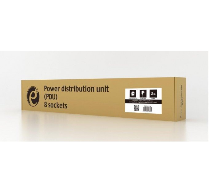 EnerGenie Блок розеток EnerGenie 19" 1U (EG-PDU-014) алюм. корп.,  8 розеток,  16A, 3м, чорний, вилка Schuko